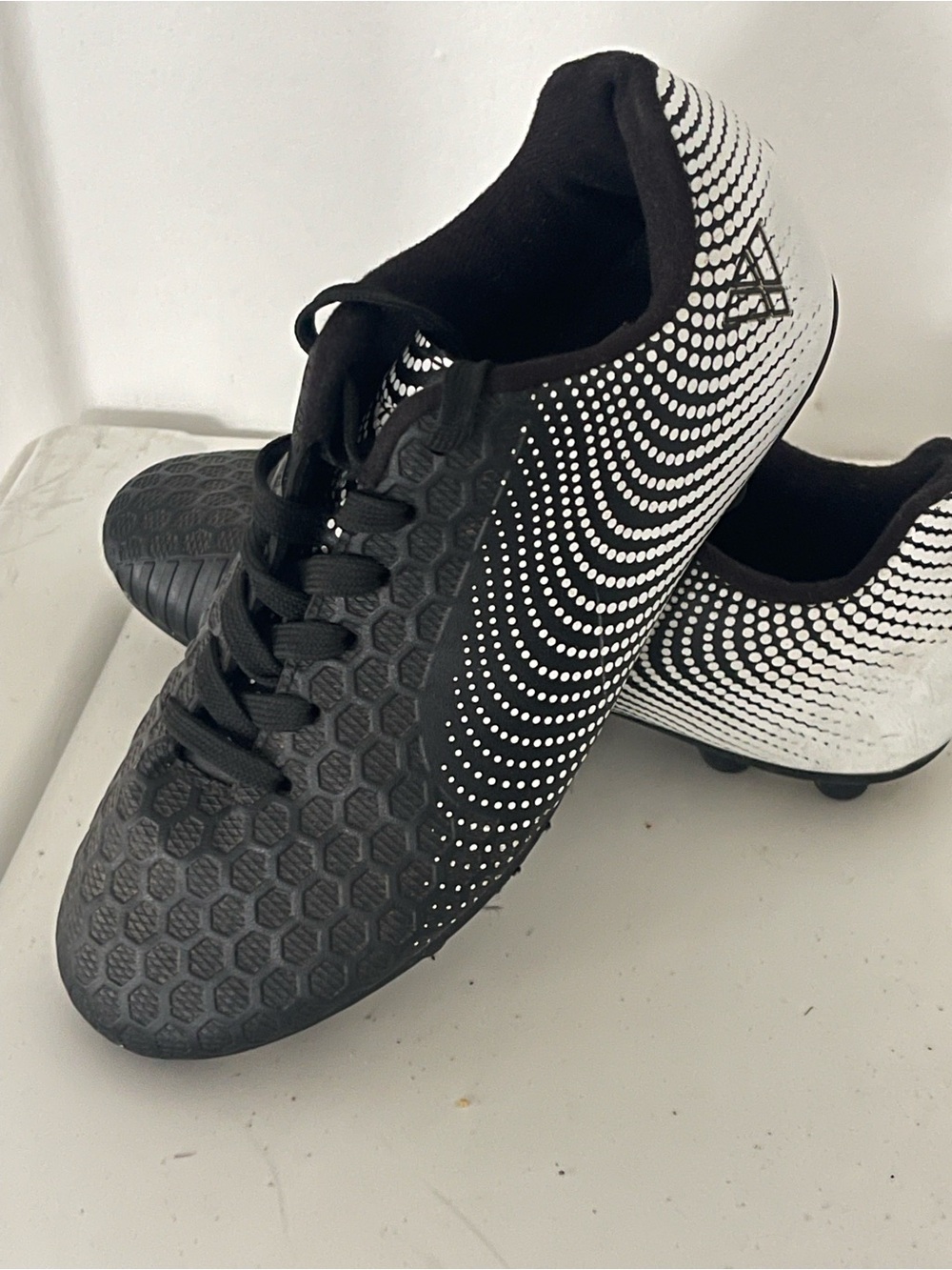 Kids Black and White Soccer Sneakers - Lightweight Traction